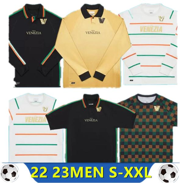 

22 23 venezia soccer jerseys henry long sleeve home black away white 3rd gold aramu vacca jr tessmann venice maglia 2022 2023 busio johnsen, Black;yellow