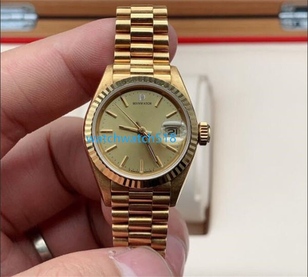 

tf factory lady watch big magnifier calendar 69178 26mm stainless steel automatic movement mechanical luxury womens watches, Slivery;golden