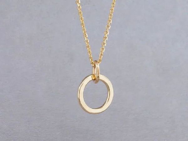 

30pcs simple thick hoop circle necklace outline eternity karma open hammered geometric circle round necklaces, Silver