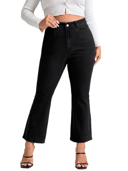 

plus high waist bootcut leg jeans g7w3#, Blue