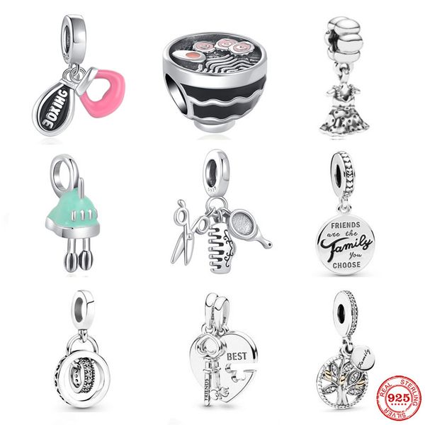 925 Sterling Silber Baumeln Charm Anhänger Familie Kamm Spiegel Perlen Bead Fit Pandora Charms Armband DIY Schmuck Zubehör