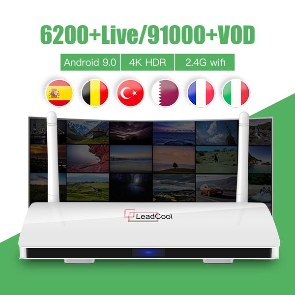 

tv box leadcool android 9.0 full hd french arabic uk lxtream player tv box 6200live 80000vod support wifi h.265 4k set-box