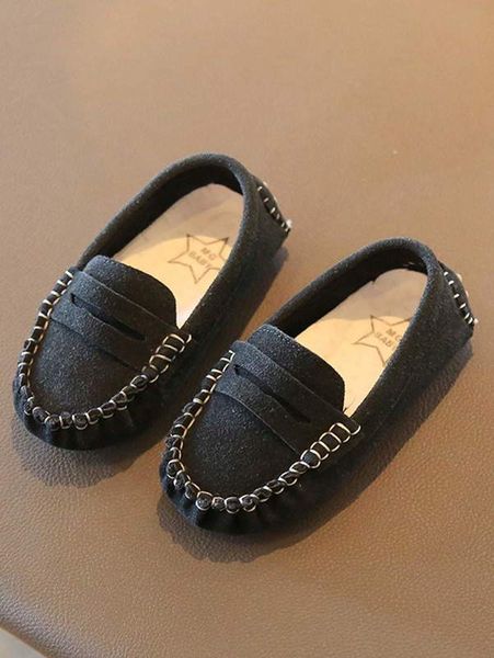 

boys stitch trim penny loafers she02, Black;grey