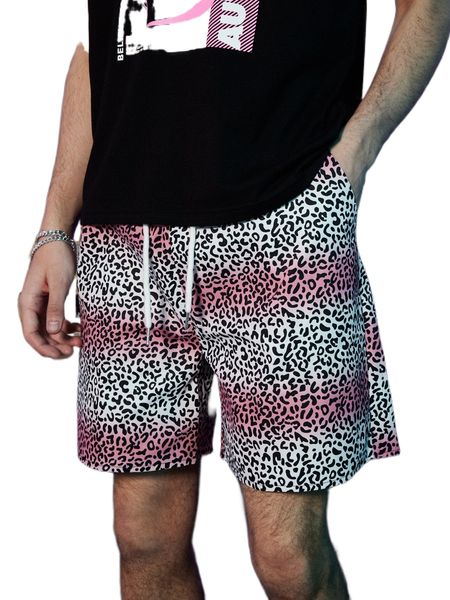 

romwe leopard colorblock shorts t0iu#, White;black
