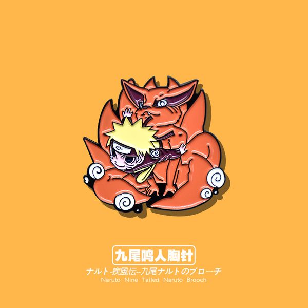 

japanese anime cartoon brooch animation nine-tailed fox cute metal enamel badge pin anime accessories, Blue