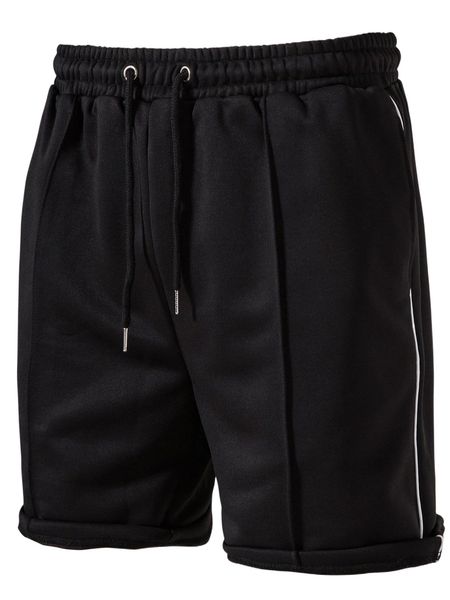 

men contrast piping drawstring waist shorts z4oz#, White;black