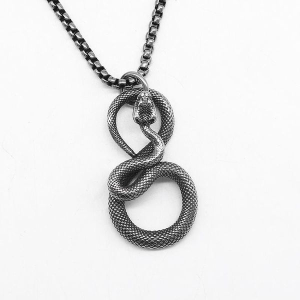 

pendant necklaces fashion personality zodiac snake metal men domineering rock hip-hop necklace, Silver