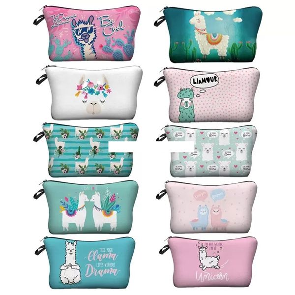 

baby alpaca 3d print coin purse cartoon alpacasso women cosmetic bag children wallet 10 styles storage bag, White
