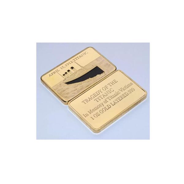 

gift 10pcs lot 24k gold plated bullion bar tragedy of the titanic souvenir 293c