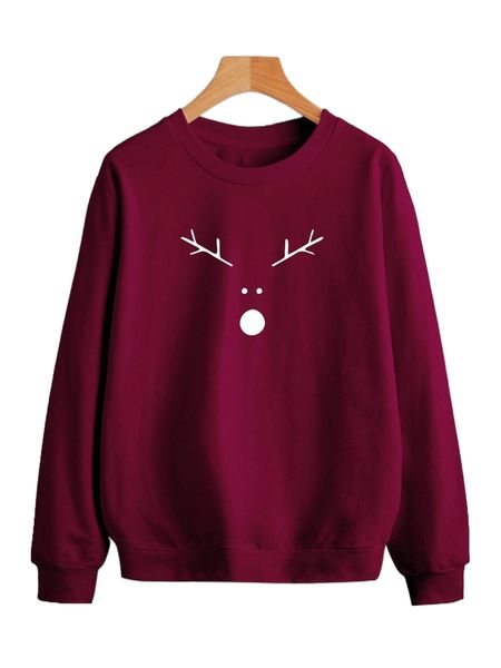 

christmas elk print sweatshirt p0gl#, Black
