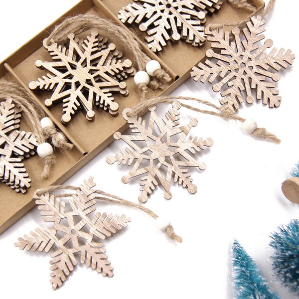 6pcslot Multi Christmas Snow Wooden Pendants Ornaments Craft Craft Hanging Regali Decorazioni dell'albero Y201020