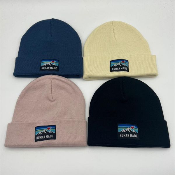 

human made beanie for men women winter hat accessories ladies watch skullies warm knitted beenie hats skullcap ice cap christmas a283g, Blue;gray