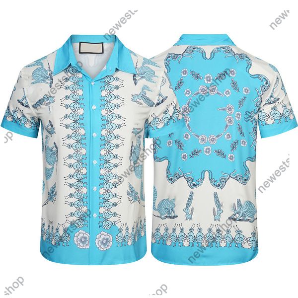 2022 Europa França camisas masculinas Hawaii Beach Silk Casual Shirt Allover animal Print Spring Summer Cool Hip hop Designer tshirts Tee de manga curta