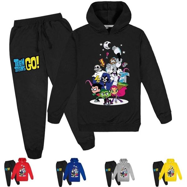 

2-16y baby clothing sets teen titans go hoodie pants 2pcs set kids spo3239, White
