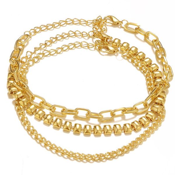 

multilayer anklet women ankle chain for travel beach golden 3 layers 211950, Red;blue