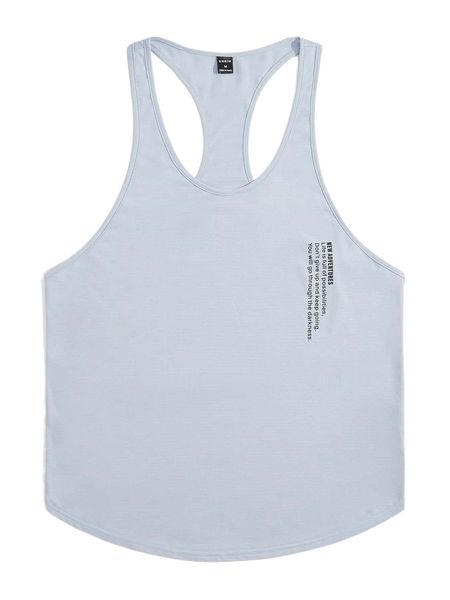 

men slogan graphic racer back tank m7g5#, White;black