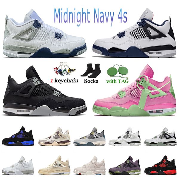 

2022 fashion jordens 4 women mens retro basketball shoes with socks jumpman 4s midnight navy seafoam craft canvas military black sail jorden