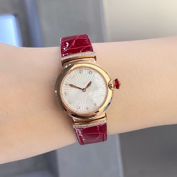 

quartz fashion women's watch 28mm 316l stainless steel case leather strap sapphire glass mirror water resistant no scratch with box wat, Slivery;golden