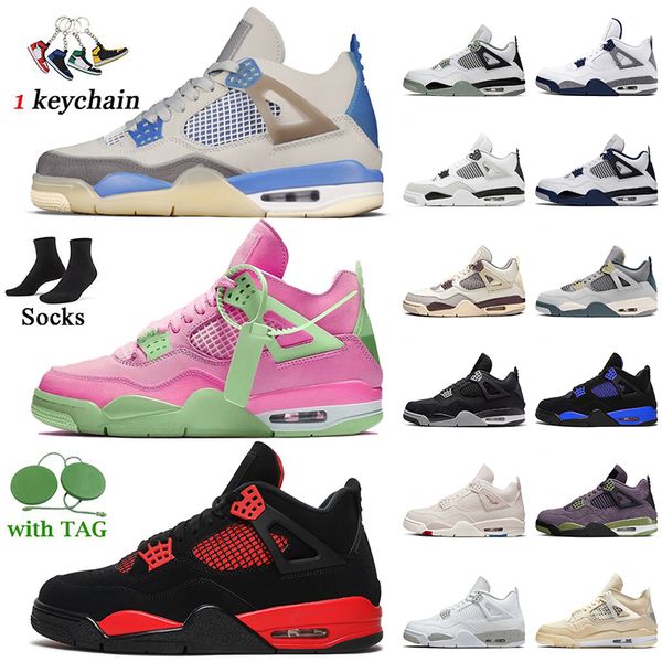 

with socks jumpman 4 4s basketball shoes for women mens seafoam off sail pink university blue red thunder midnight navy craft canvas militar