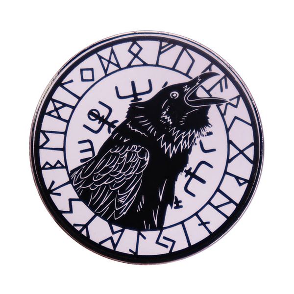

viking vegvisir compass crow pin badge, Blue