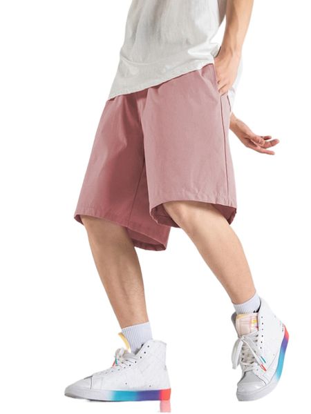 

men drawstring waist straight leg shorts 04ik#, White;black