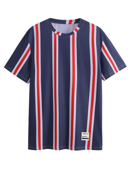 

men striped letter patched detail tee l4em#, White;black