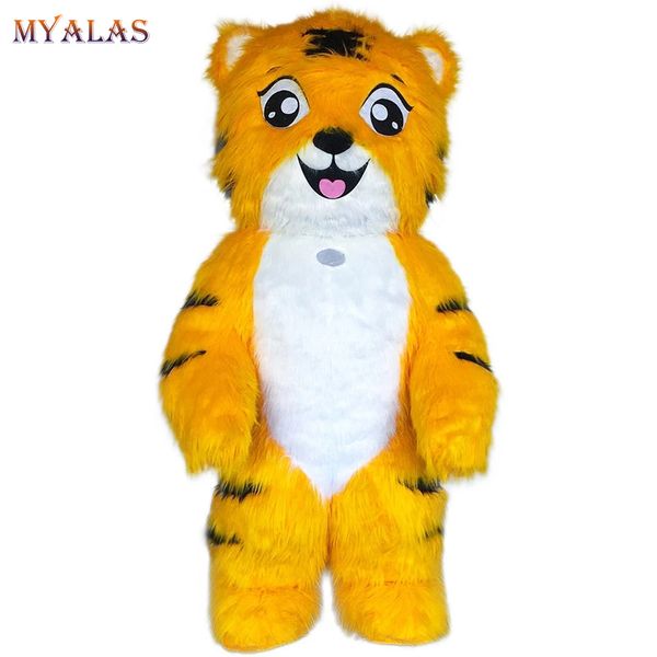 Costume da bambola mascotte Costume da mascotte tigre gonfiabile Simpatico lungo peluche Bestia Fursuit Promozione familiare Vestito da festa di Halloween Animale adulto