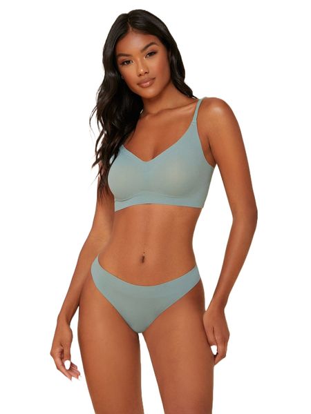 

microfiber ribbed no show lingerie set 38iy#, Black;red