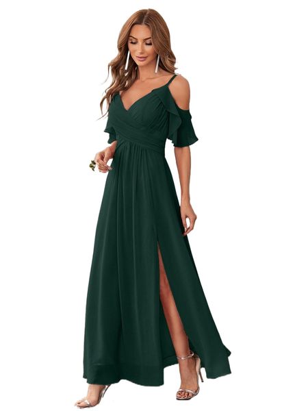 

split thigh chiffon cami dress t7fg#, Black;gray