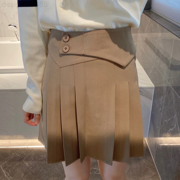 

skirts designer khaki pleated skirt, female spring and autumn short 2022 new summer high waist suit slim a-line skirt x4zv, Black