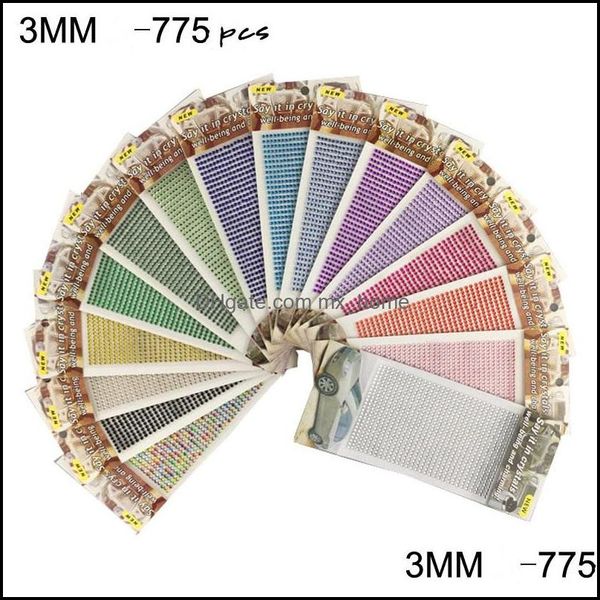 775pcs m folha de adesivos de shinestone de cor de cor de cor aut￴nicos 13 cores fita de cristal com adesivos de diamante de goma para entrega de gotas de carro artesanal 20
