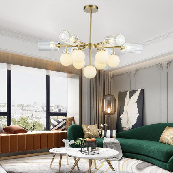 Pendelleuchten Artfan Kronleuchter Deckenleuchte Luxus Morden City Esszimmer Wohnzimmer Alle Kupfer Golden High Class GlassPendant