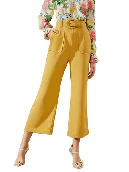 

slant pocket flared leg pants s76a#, Black;white