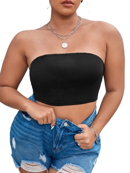 

plus solid crop tube z2cr#, Black