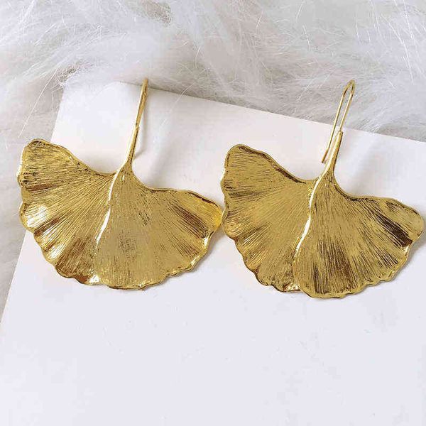 

ztech charms gold color leaves metal earrings for women girls korean geometric boho statement bijoux party gift pendientes g220312, Silver