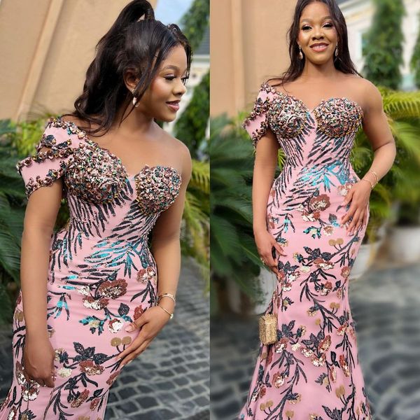 

2022 plus size arabic aso ebi luxurious mermaid sparkly prom dresses beaded crystals pink evening formal party second reception birthday eng, Black