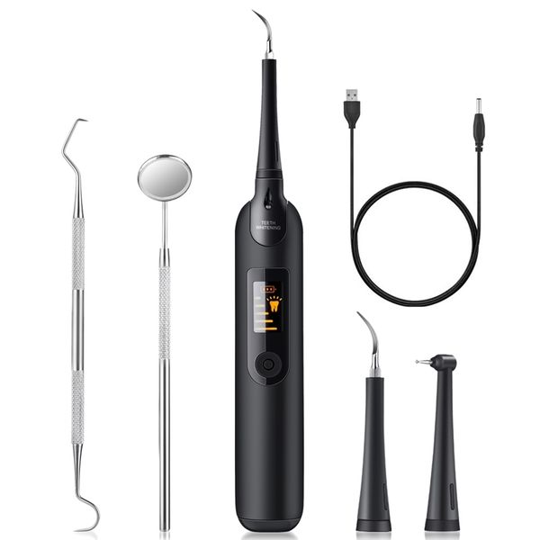 

electric teeth whitening kit dental scaler with mouth mirror oral care for teeth tartar calculus stains remover teeth cleaner 220715