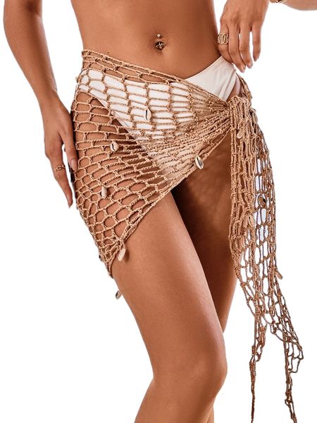 

fishnet knot cover up skirt f0l5#, White;black