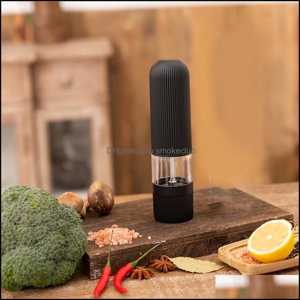 Mills Kitchen Tools Kitchen Dining Bar Garden Home Garden Matic Pepper Grinder Conjunto de rebarbas de cerâmica de plástico elétrico para Herb Spice ajuste