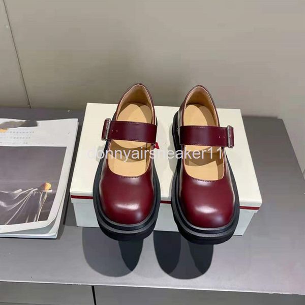 

dress shoes mary shoes early spring big head baby buckle leather lace up thick soled single women's, Black