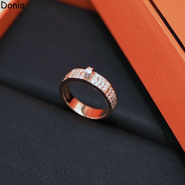 

donia jewelry luxury ring exaggerated european and american fashion full of diamonds pig nose titanium micro-set zircon creative designer wi, Silver