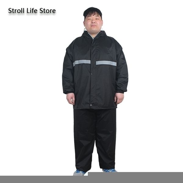 Large Plus Size Raincoat Uomo Escursionismo Fertilizzante per aumentare Fat Man Rain Coat Suit Uomini e donne adulti addensato doppio strato 201202