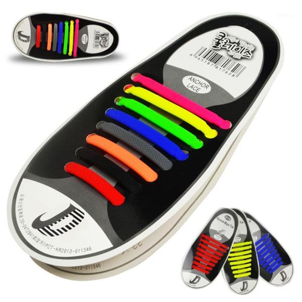 

16pcs/lot elastic silicone shoelaces for shoes special shoelace no tie shoe laces men women lacing rubber, Black