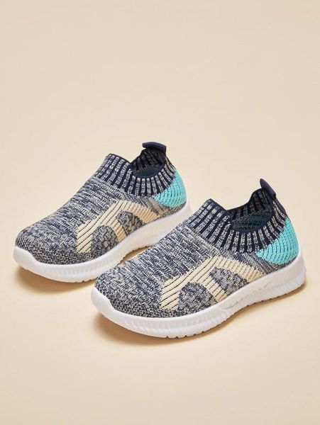 

boys colorblock slip on knit sneakers she01, Black