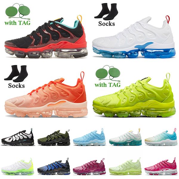 

wholesale 2022 women mens outdoor jogging sport running shoes with socks tn plus griffey stained glass triple black white university blue tu