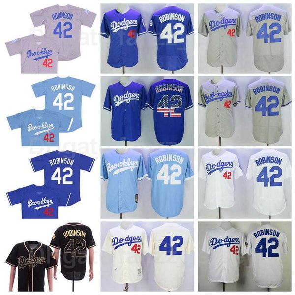 

vintage 42 jackie robinson jerseys retire baseball cool base blue white grey beige black team color embroidery and sewn on flexbase pullover, Blue;black