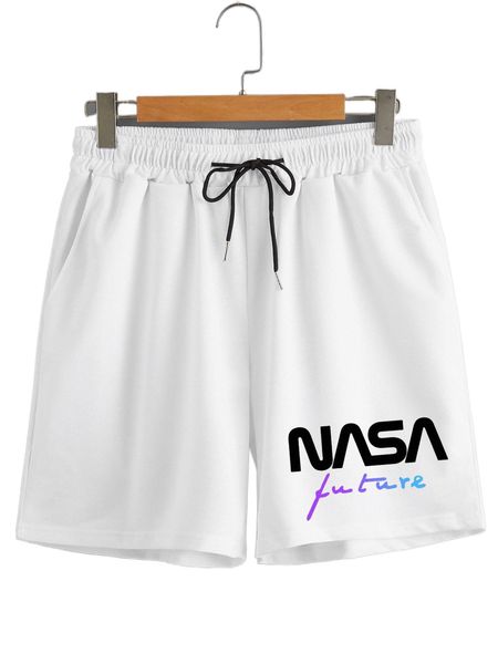 

men letter graphic drawstring waist shorts v0le#, White;black