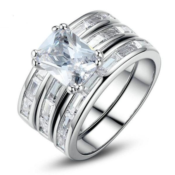 

14k plated gold micro set three piece ring set, Slivery;golden