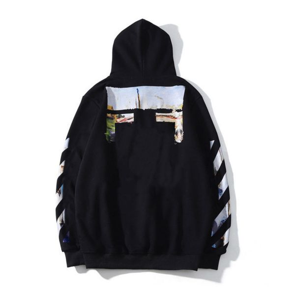 

mens offs loose classic sweatshirts fashion brand hoodie designers luxury pullover back oil paint arrow x men women t shirt hoodies jackets, Black