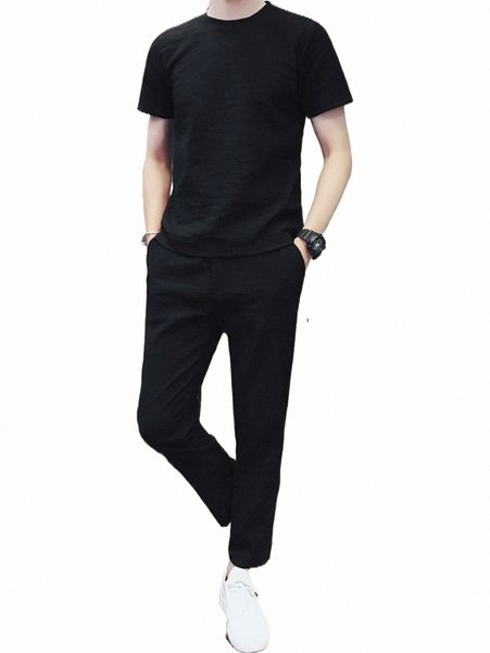 

men solid tee & pants f4so#, Gray